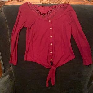 Cranberry long sleeve shirt with lace back